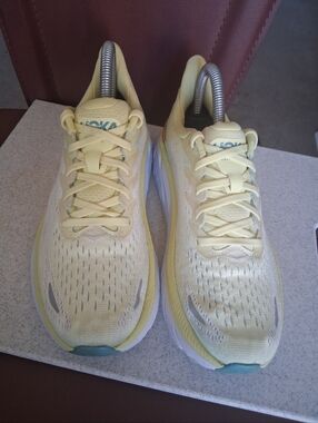 Womens HOKA Clifton 8 Yellow Mesh Running Sneakers Size 7.5B